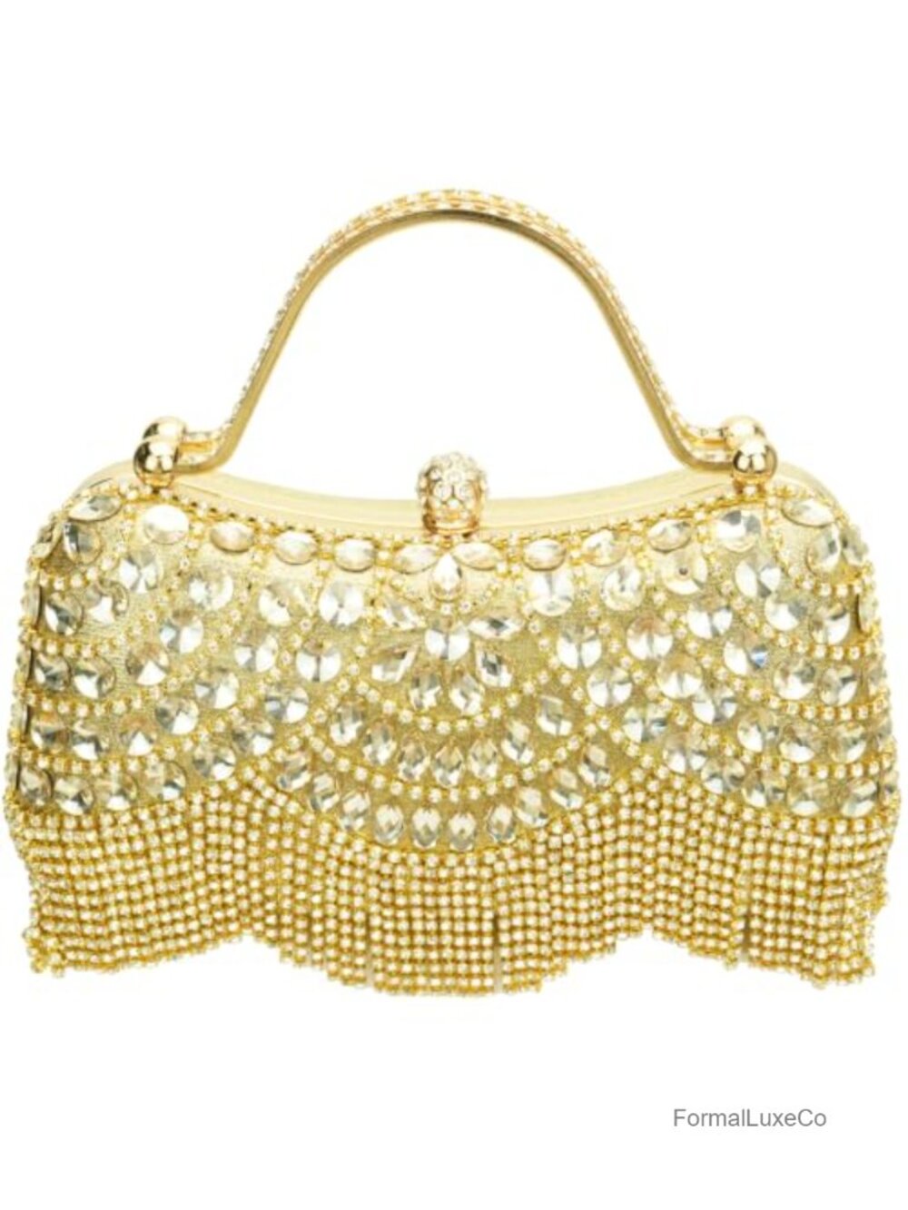 Evening Crystal Clutch Purse with Rhinestones, Detachable Chain, Wedding Prom